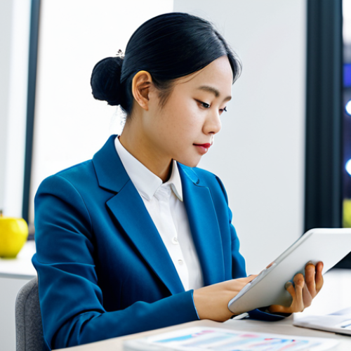Home 6 A focused young Vietnamese professional, fully clothed in a modest yet modern business casual outfit, sitting at a sleek, minimalist desk in a bright, contemporary co-working space in a vibrant urban environment. The professional is attentively reviewing data on a tablet with a thoughtful expression, surrounded by subtle abstract digital overlays representing data flow and innovation. Professional photography, soft natural lighting, high resolution, perfect anatomy, correct proportions, natural pose, well-formed hands, proper finger count, natural body proportions, professional dress, appropriate attire, safe for work, appropriate content, fully clothed, family-friendly.