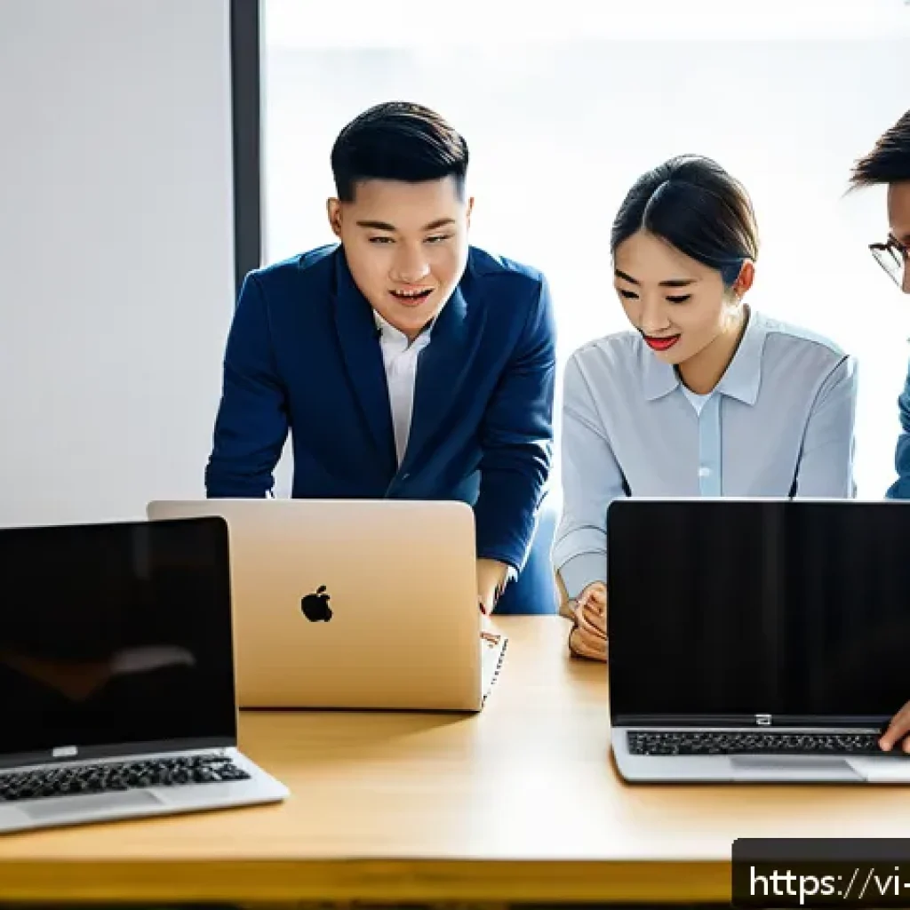 실무 중심 학습의 필요성과 그 효과 - A modern Vietnamese office scene showing a diverse group of young professionals actively engaged in ...