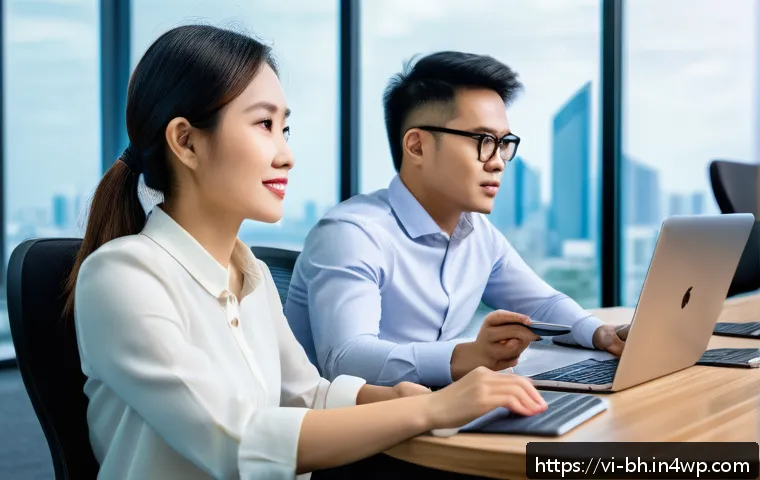 이론 실무 격차 해소를 위한 성과 측정 방법 - A modern Vietnamese office environment showing a diverse team of young professionals in business cas...